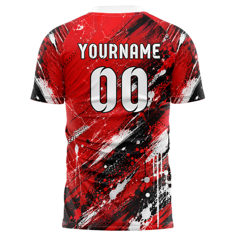 Rot lebendiges Graffiti diagonal Paint Flow Design 03-0299 individuelles Fußballtrikot back