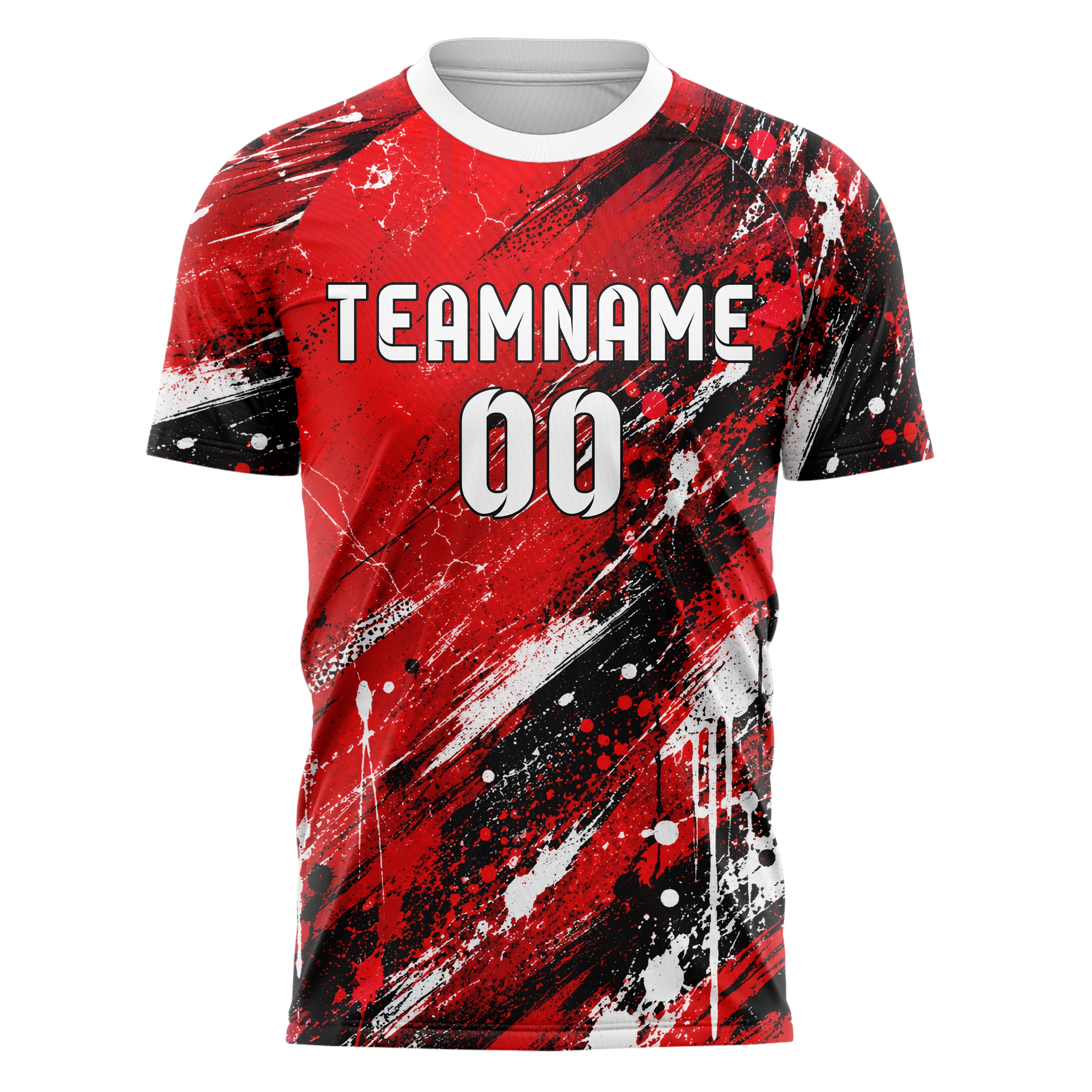 Rot lebendiges Graffiti diagonal Paint Flow Design 03-0299 individuelles Fußballtrikot front