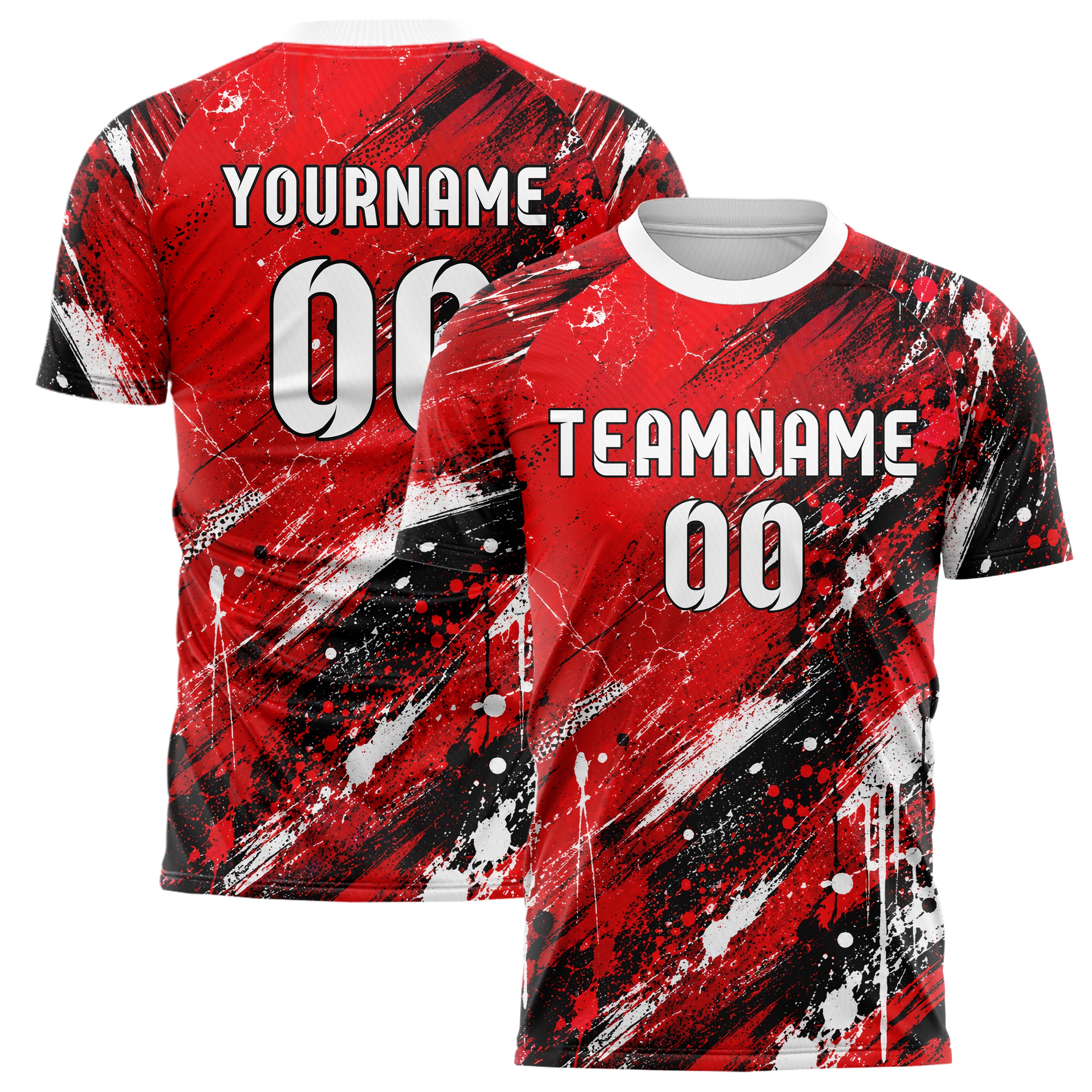 Rot lebendiges Graffiti diagonal Paint Flow Design 03-0299 individuelles Fußballtrikot main
