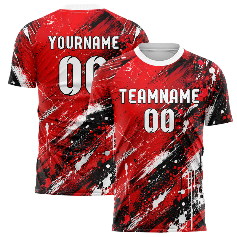 Rot lebendiges Graffiti diagonal Paint Flow Design 03-0299 individuelles Fußballtrikot main