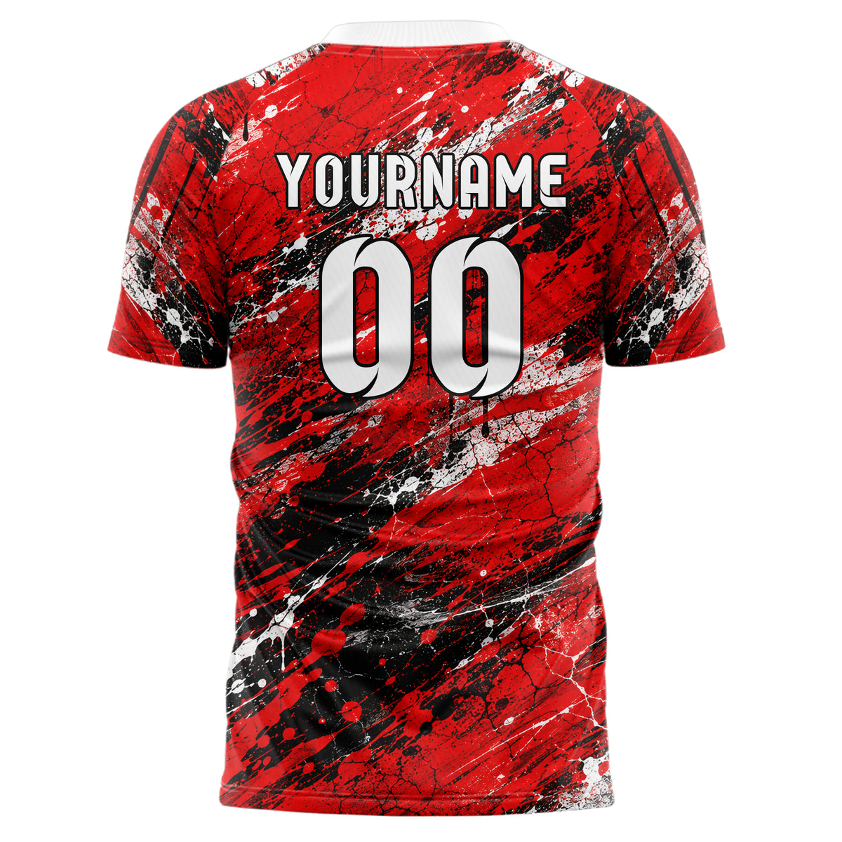 Rot lebendiges Graffiti Grunge Smear Design 03-0281 individuelles Fußballtrikot back