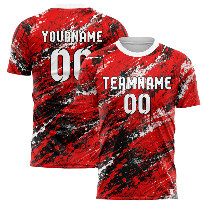 Rot lebendiges Graffiti Grunge Smear Design 03-0281 individuelles Fußballtrikot main