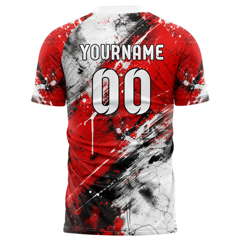 Rot lebendiges Graffiti Ink Splash Design 03-0005 individuelles Fußballtrikot back