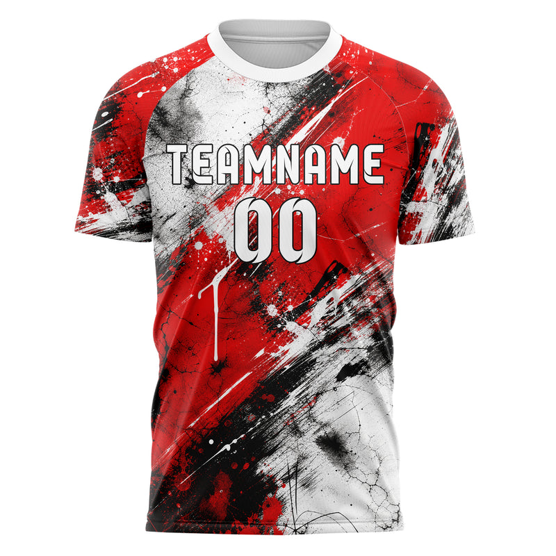 Rot lebendiges Graffiti Ink Splash Design 03-0005 individuelles Fußballtrikot front