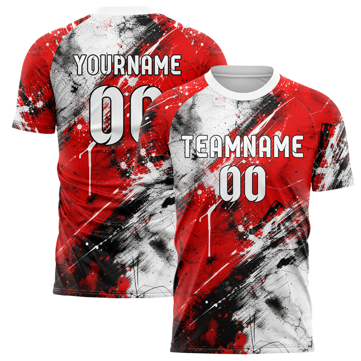 Rot lebendiges Graffiti Ink Splash Design 03-0005 individuelles Fußballtrikot main