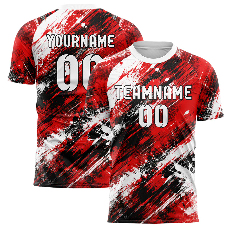 Rot lebendiges Graffiti Scratch Marks Design 03-0254 individuelles Fußballtrikot main