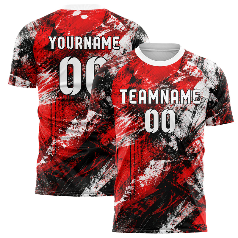 Rot lebendiges Graffiti Scratch Marks Design 03-0326 individuelles Fußballtrikot main