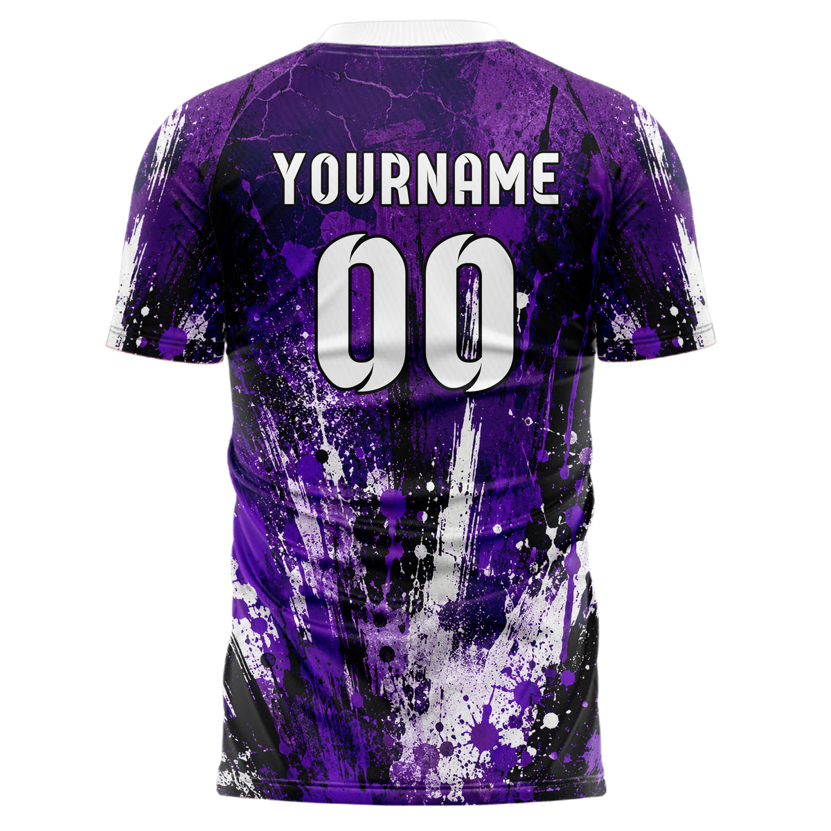Dunkellila dunkles Graffiti Center Burst Splatter Design 03-0279 individuelles Fußballtrikot back