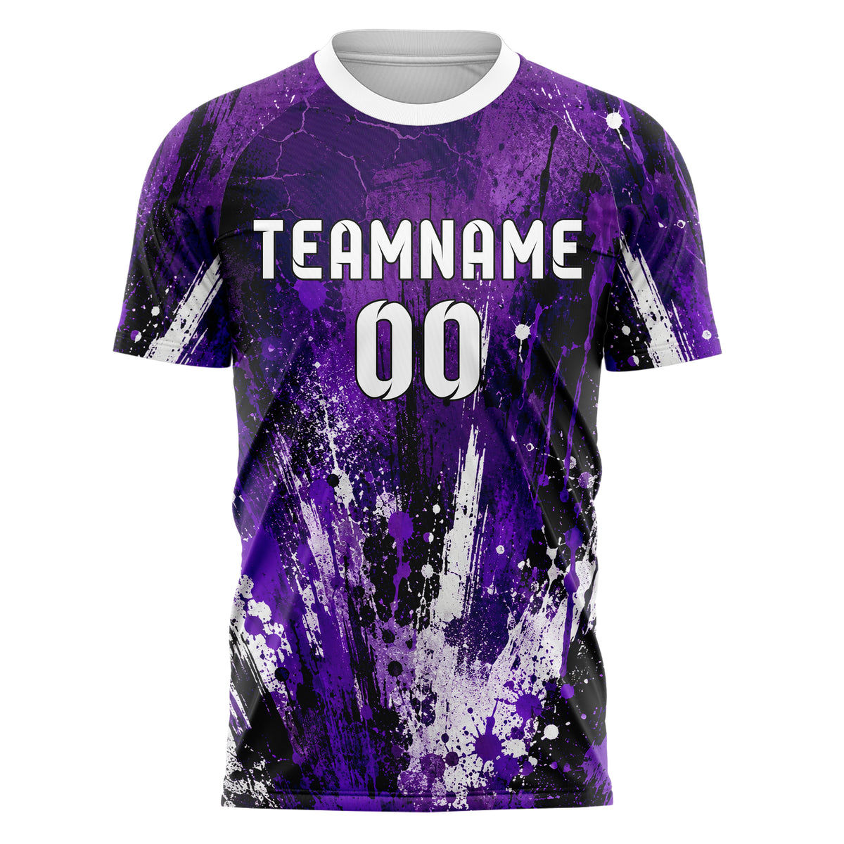 Dunkellila dunkles Graffiti Center Burst Splatter Design 03-0279 individuelles Fußballtrikot front