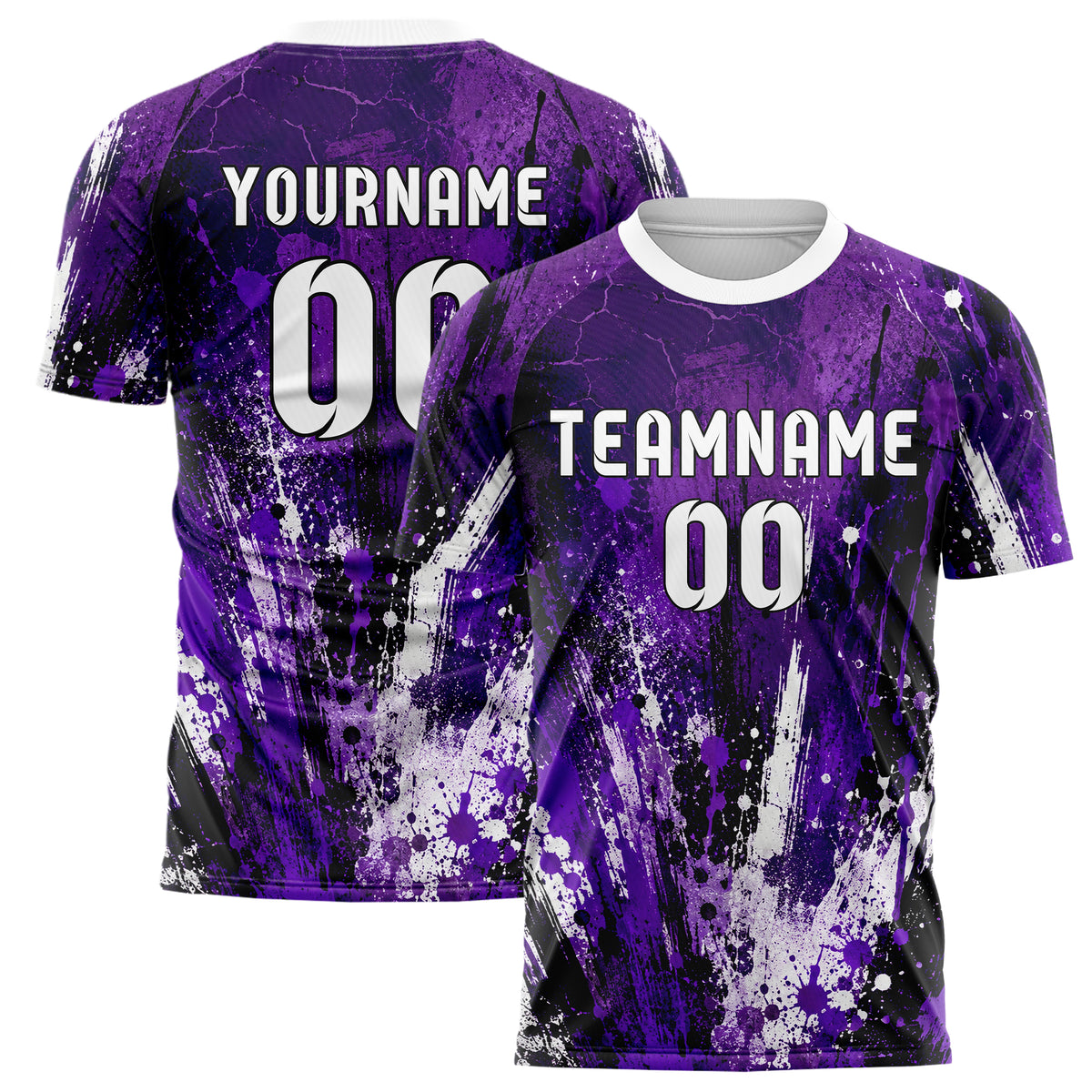 Dunkellila dunkles Graffiti Center Burst Splatter Design 03-0279 individuelles Fußballtrikot main