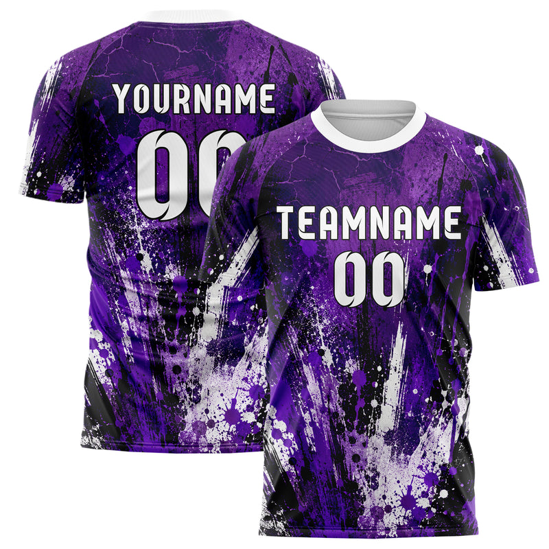 Dunkellila dunkles Graffiti Center Burst Splatter Design 03-0279 individuelles Fußballtrikot main