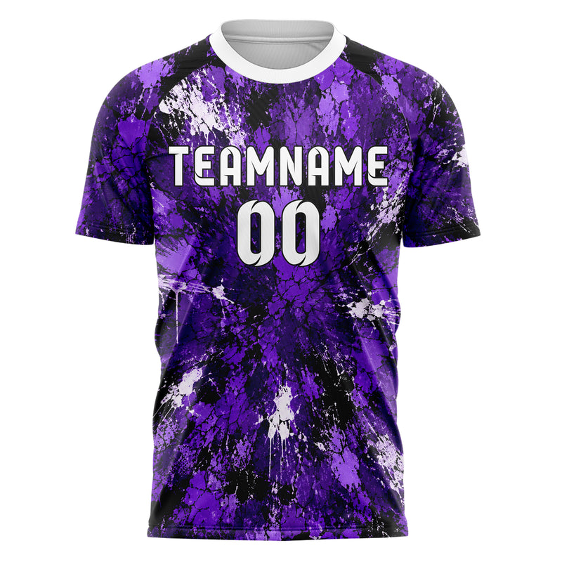 Dunkellila dunkles Graffiti Cracked Texture Design 03-0090 individuelles Fußballtrikot front