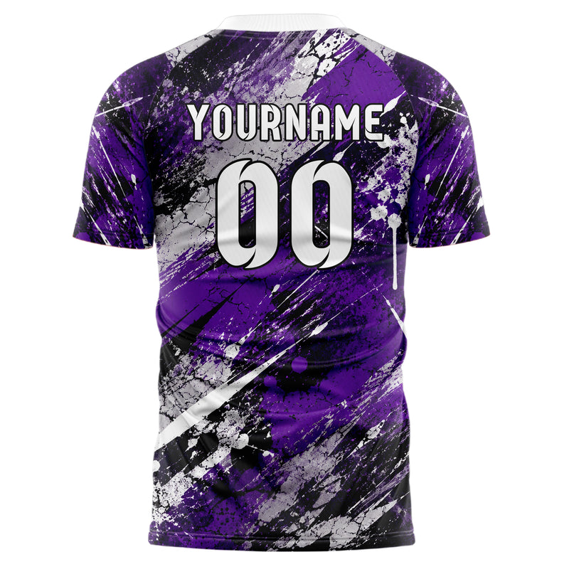 Dunkellila dunkles Graffiti Cracked Texture Design 03-0258 individuelles Fußballtrikot back