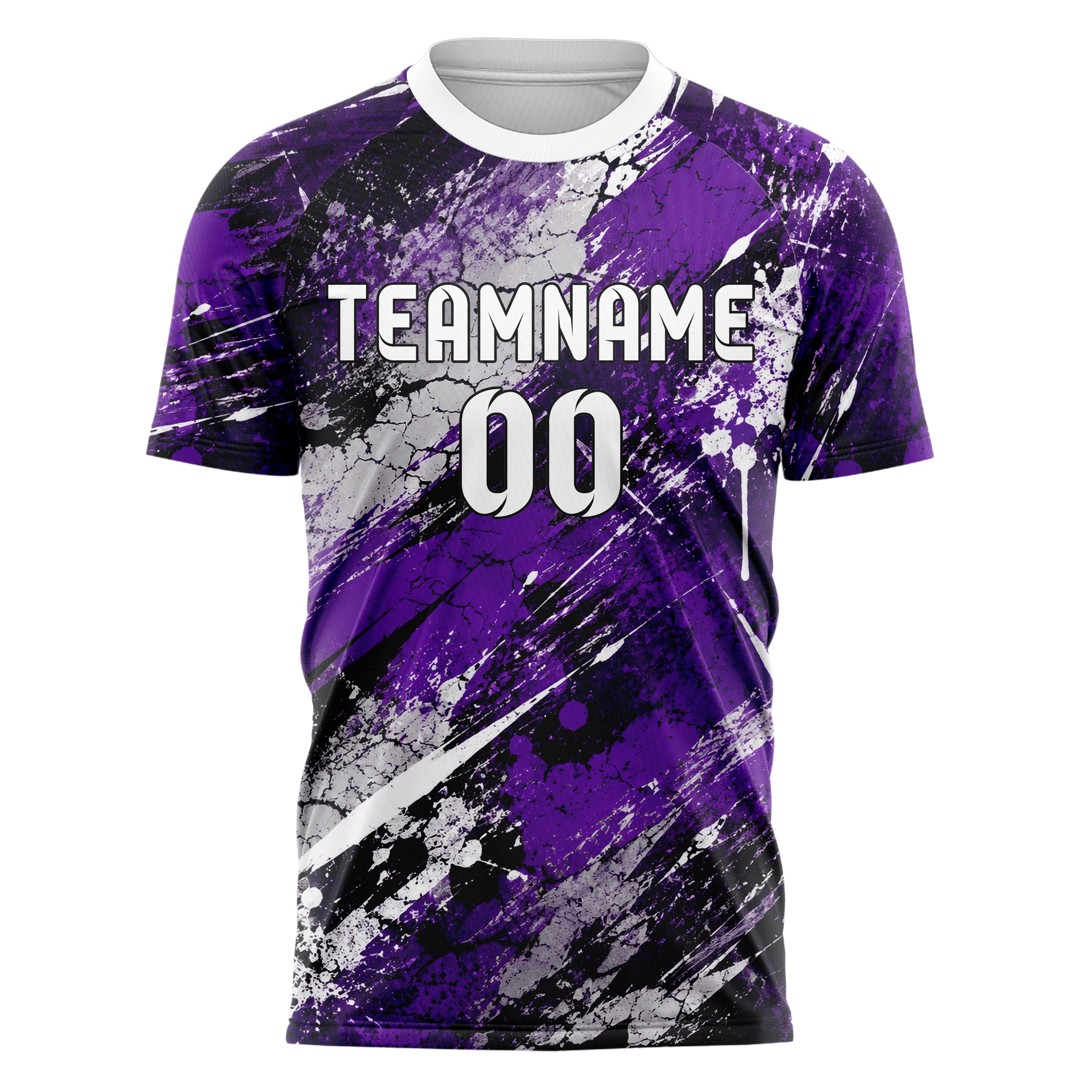 Dunkellila dunkles Graffiti Cracked Texture Design 03-0258 individuelles Fußballtrikot front