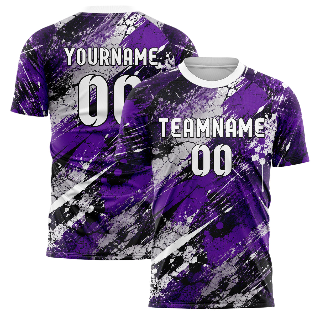 Dunkellila dunkles Graffiti Cracked Texture Design 03-0258 individuelles Fußballtrikot main