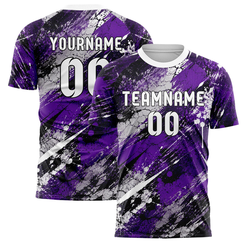 Dunkellila dunkles Graffiti Cracked Texture Design 03-0258 individuelles Fußballtrikot main