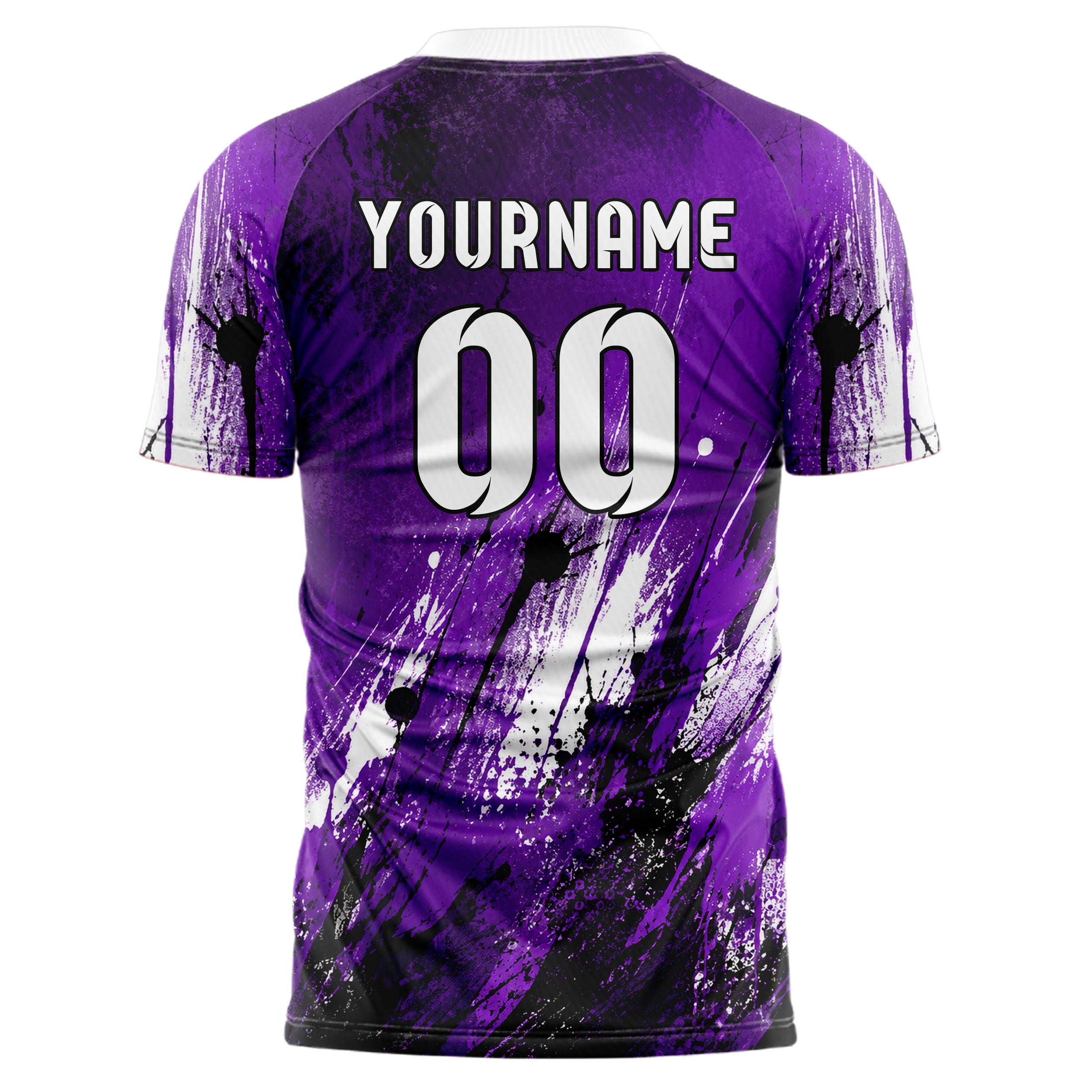 Dunkellila dunkles Graffiti diagonal Paint Flow Design 03-0387 individuelles Fußballtrikot back