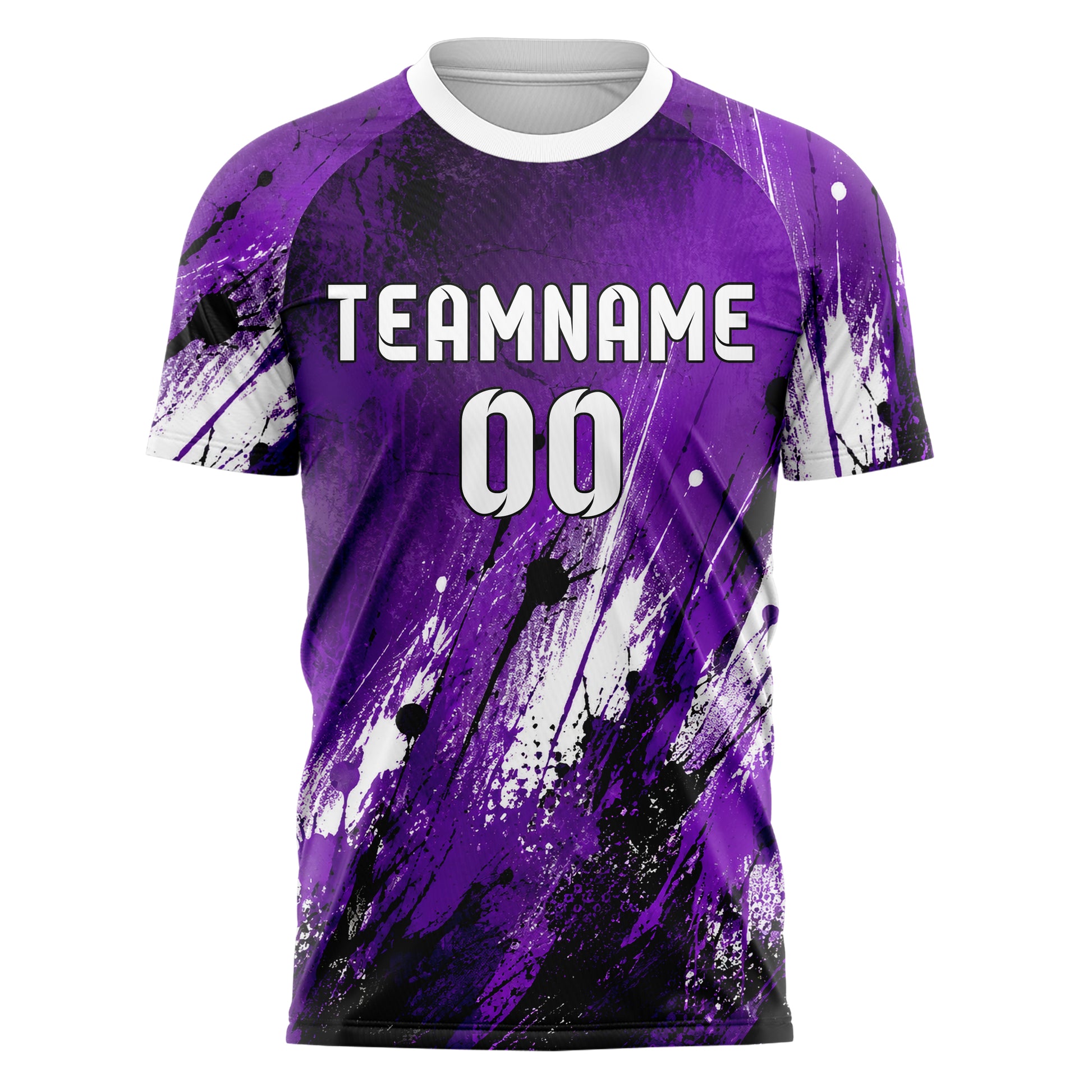 Dunkellila dunkles Graffiti diagonal Paint Flow Design 03-0387 individuelles Fußballtrikot front