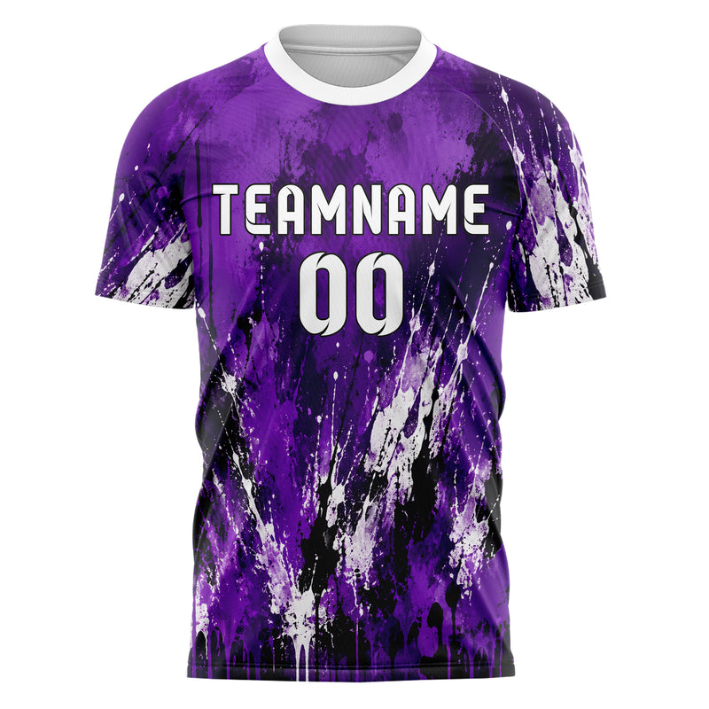 Dunkellila dunkles Graffiti Drip Paint Design 03-0132 individuelles Fußballtrikot front