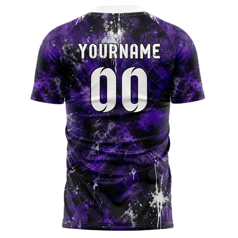 Dunkellila dunkles Graffiti Grunge Smear Design 03-0009 individuelles Fußballtrikot back