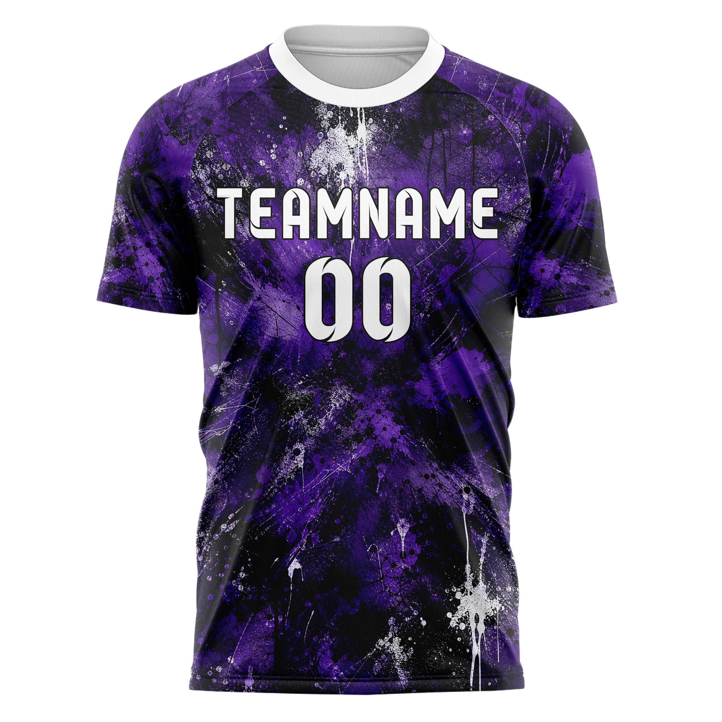 Dunkellila dunkles Graffiti Grunge Smear Design 03-0009 individuelles Fußballtrikot front