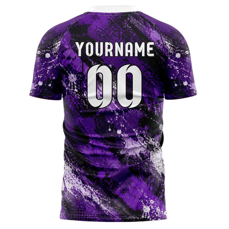 Dunkellila dunkles Graffiti Grunge Smear Design 03-0153 individuelles Fußballtrikot back