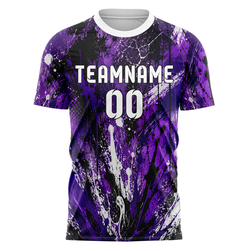 Dunkellila dunkles Graffiti Ink Splash Design 03-0261 individuelles Fußballtrikot front