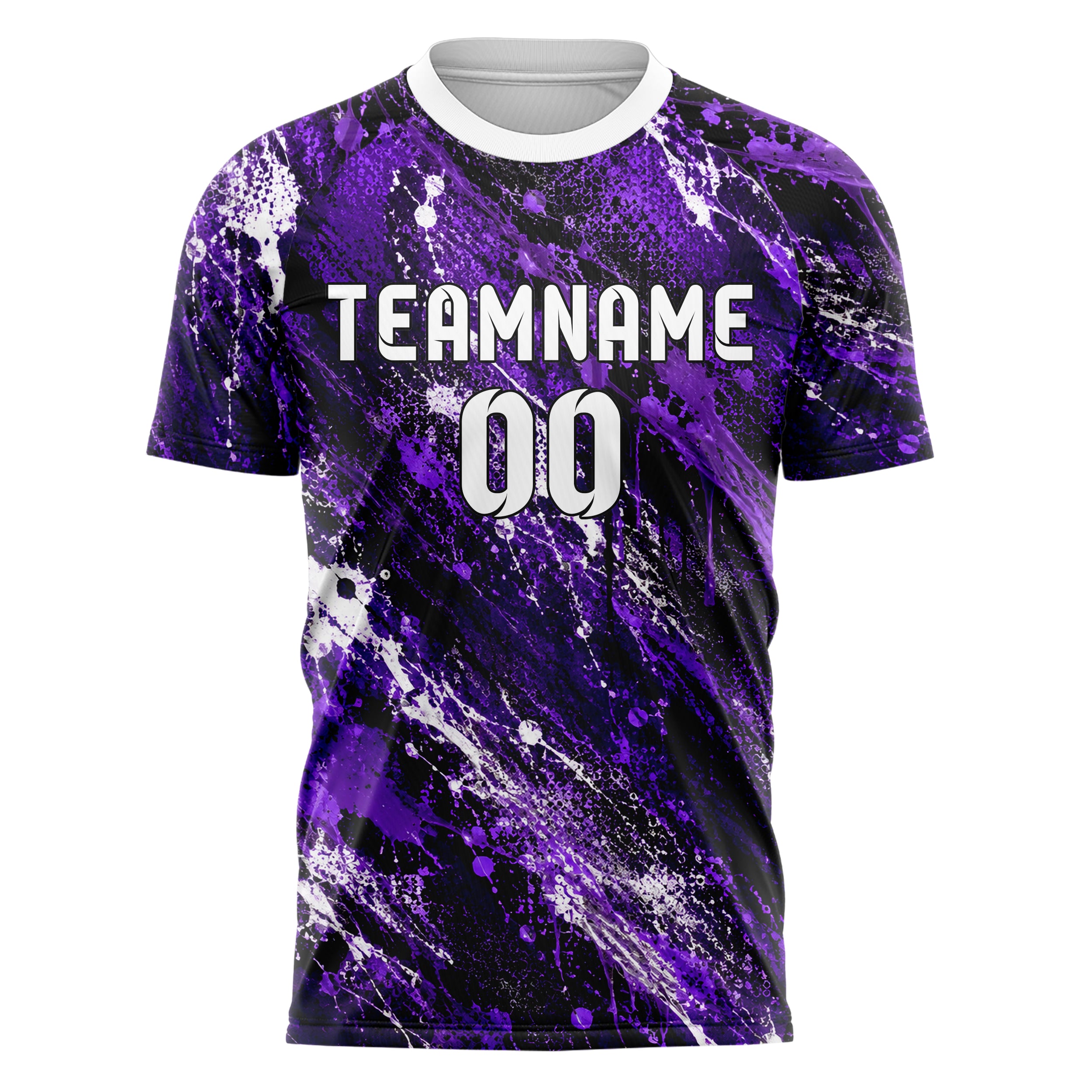Dunkellila dunkles Graffiti Ink Splash Design 03-0309 individuelles Fußballtrikot front