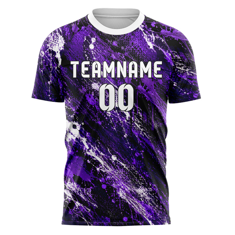 Dunkellila dunkles Graffiti Ink Splash Design 03-0309 individuelles Fußballtrikot front