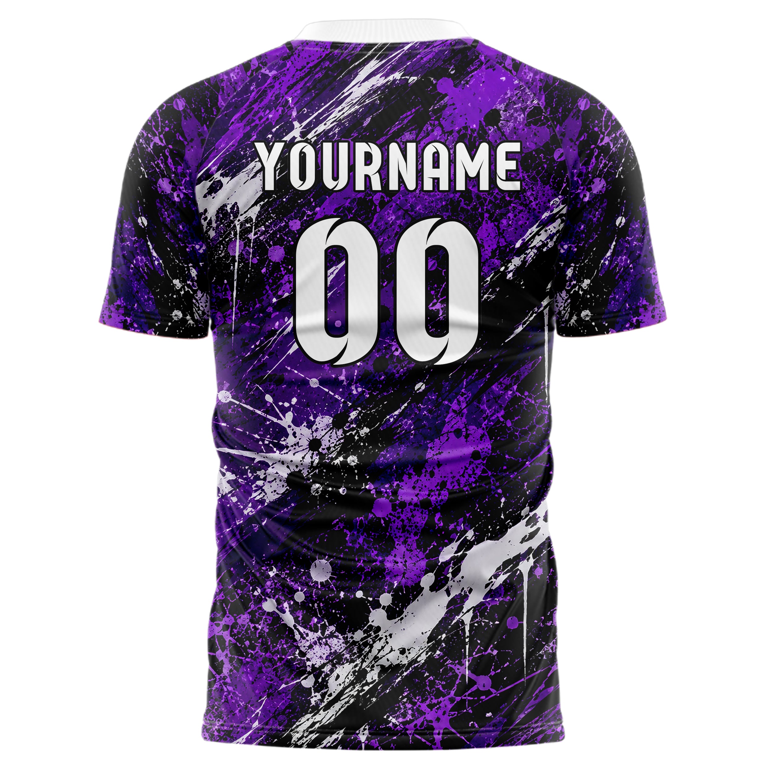 Dunkellila dunkles Graffiti Ink Splash Design 03-0381 individuelles Fußballtrikot back