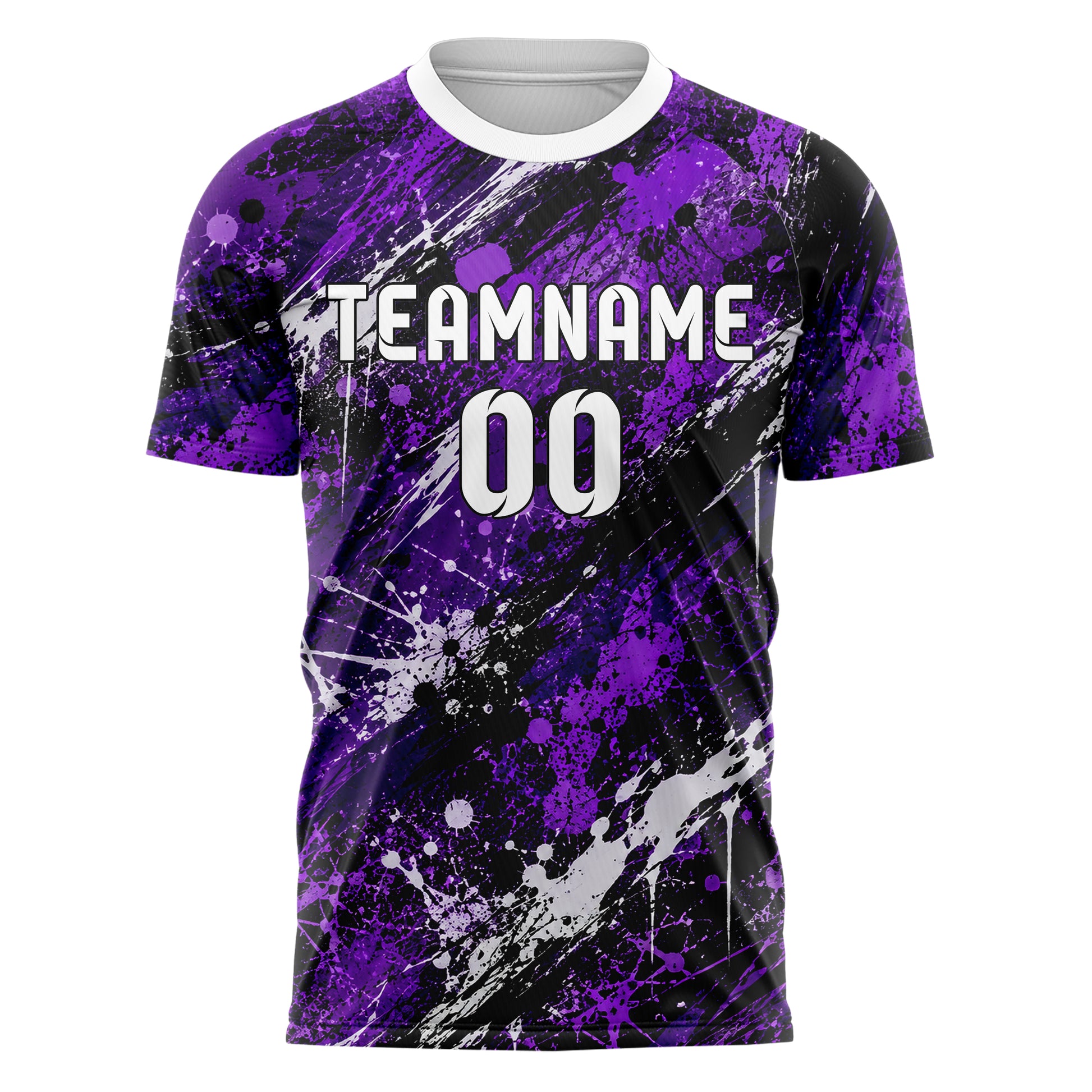 Dunkellila dunkles Graffiti Ink Splash Design 03-0381 individuelles Fußballtrikot front