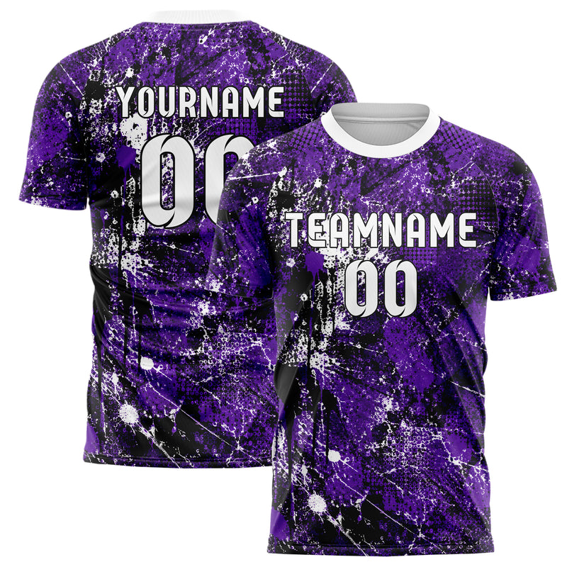 Dunkellila dunkles Graffiti Spray Splatter Design 03-0096 individuelles Fußballtrikot main