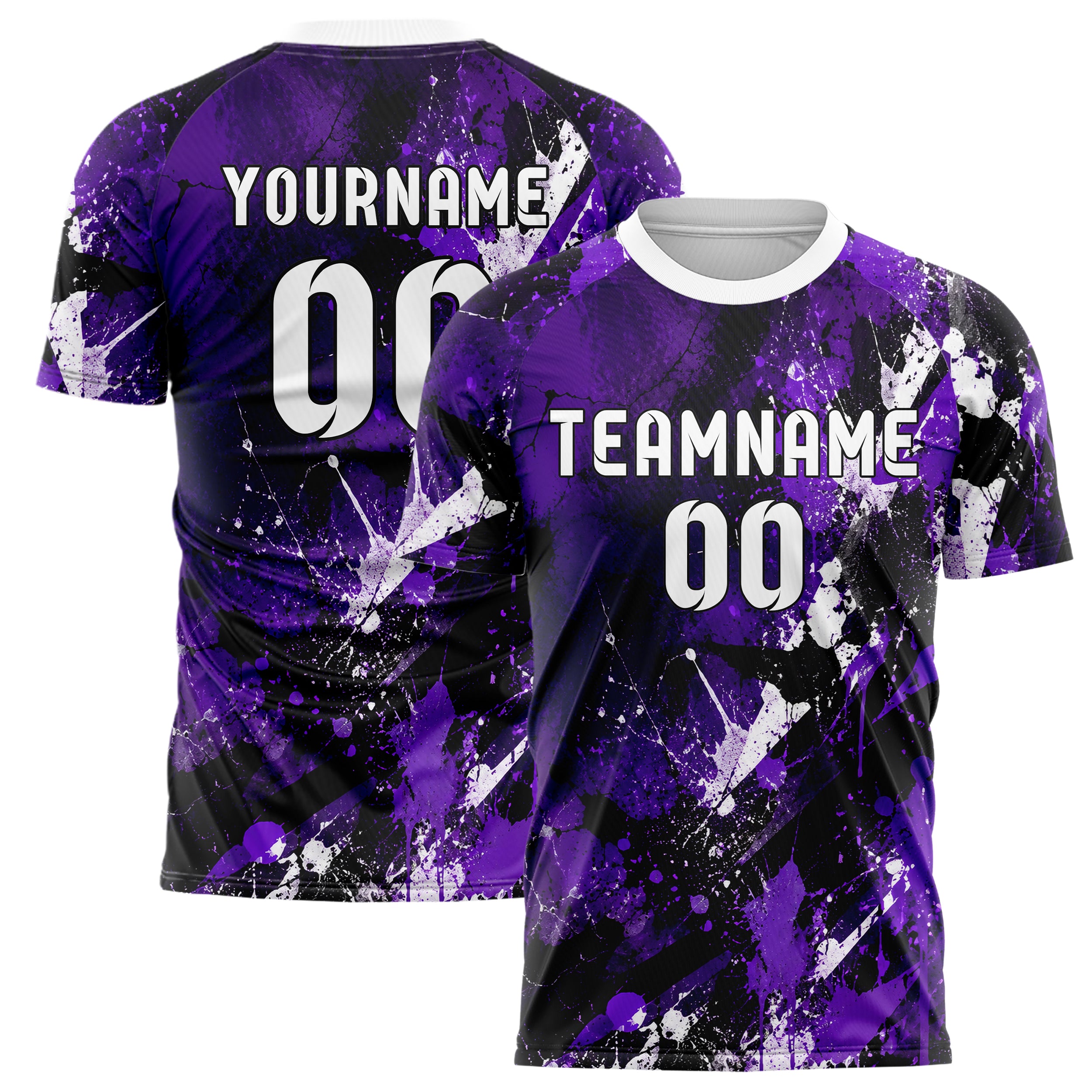 Dunkellila dunkles Graffiti Spray Splatter Design 03-0216 individuelles Fußballtrikot main
