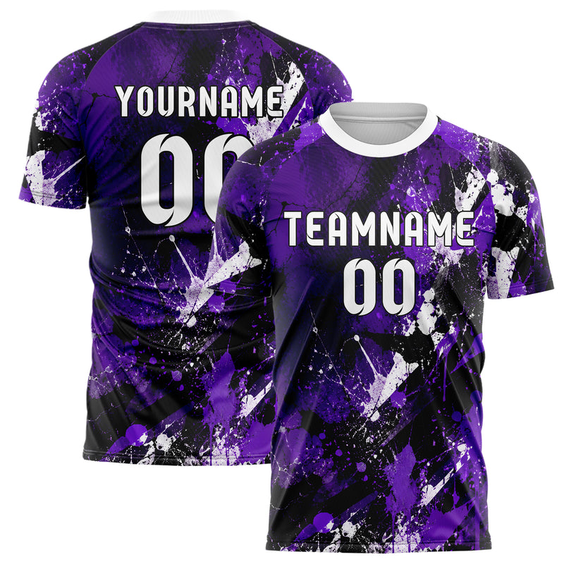 Dunkellila dunkles Graffiti Spray Splatter Design 03-0216 individuelles Fußballtrikot main