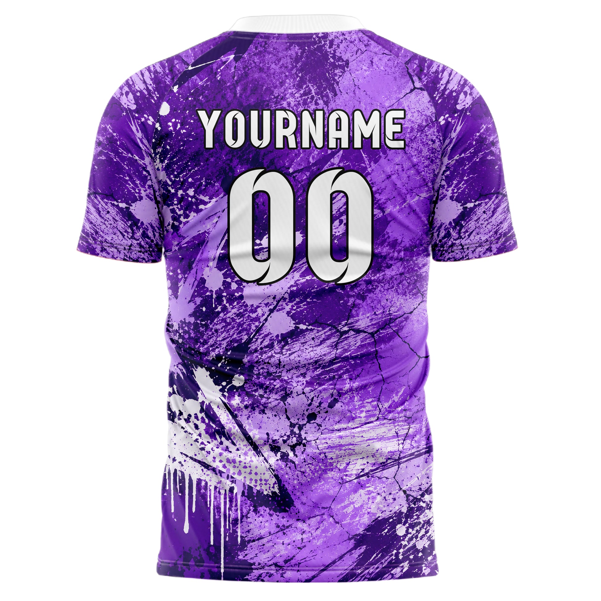 Lila lebendiges Graffiti Cracked Texture Design 03-0154 individuelles Fußballtrikot back