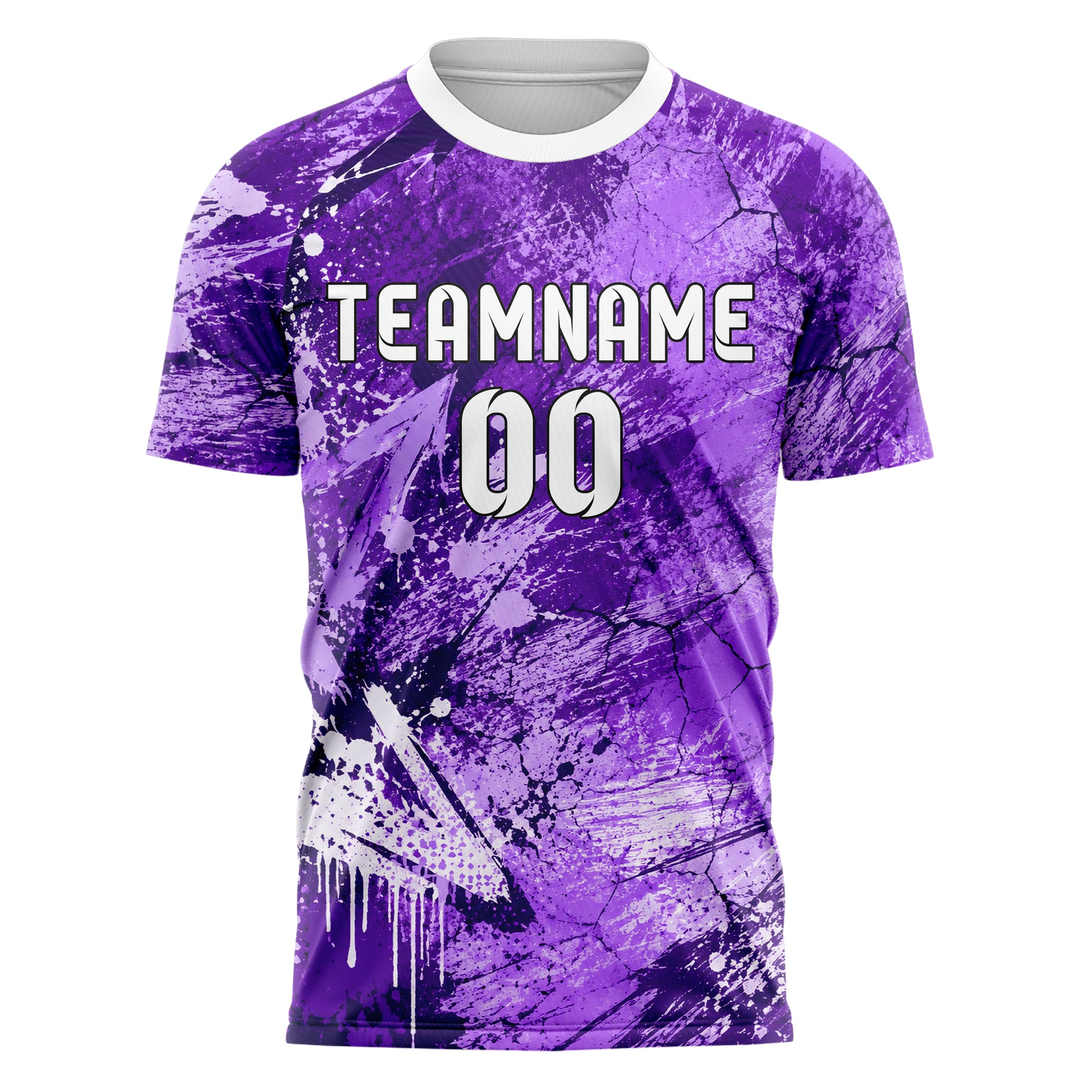 Lila lebendiges Graffiti Cracked Texture Design 03-0154 individuelles Fußballtrikot front