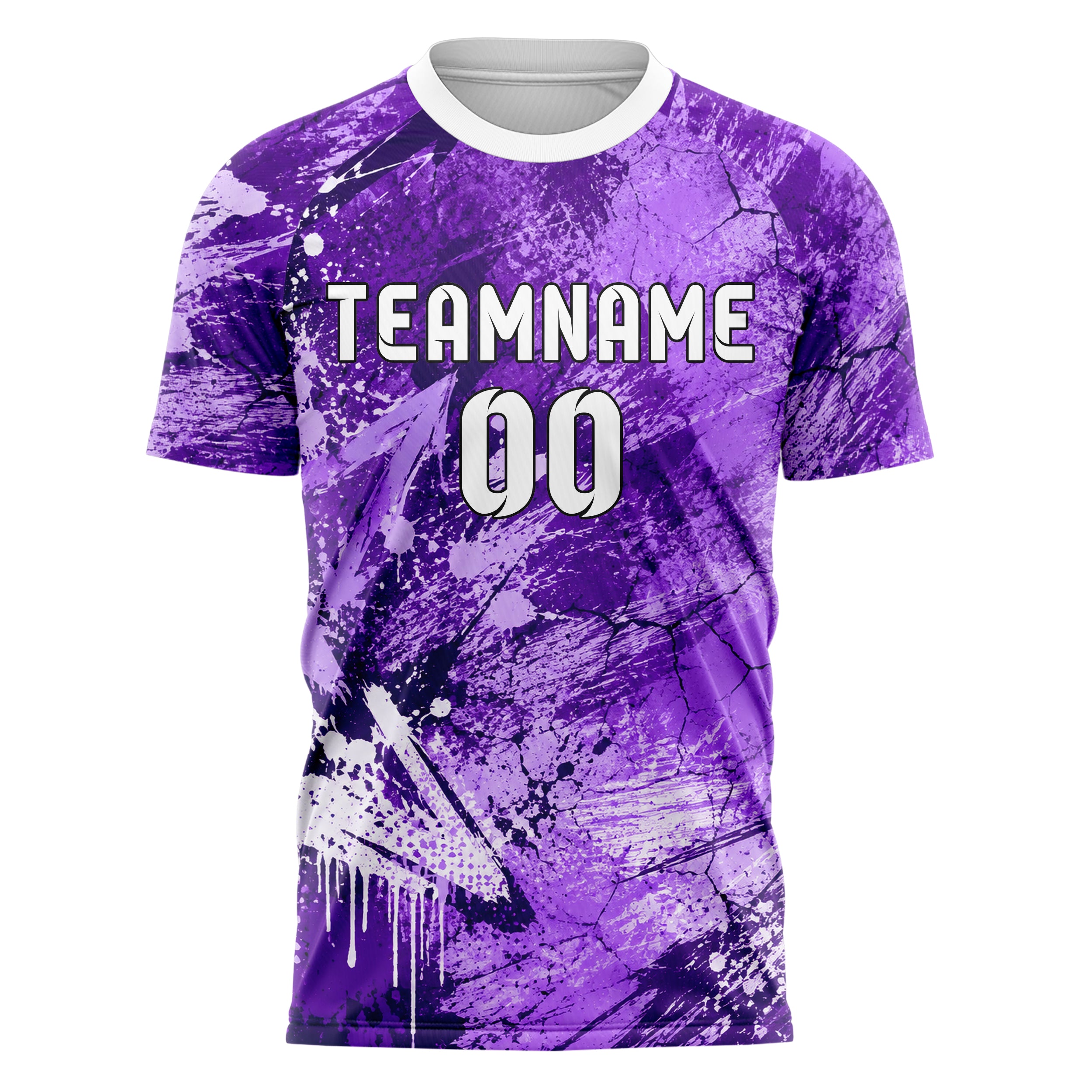 Lila lebendiges Graffiti Cracked Texture Design 03-0154 individuelles Fußballtrikot front