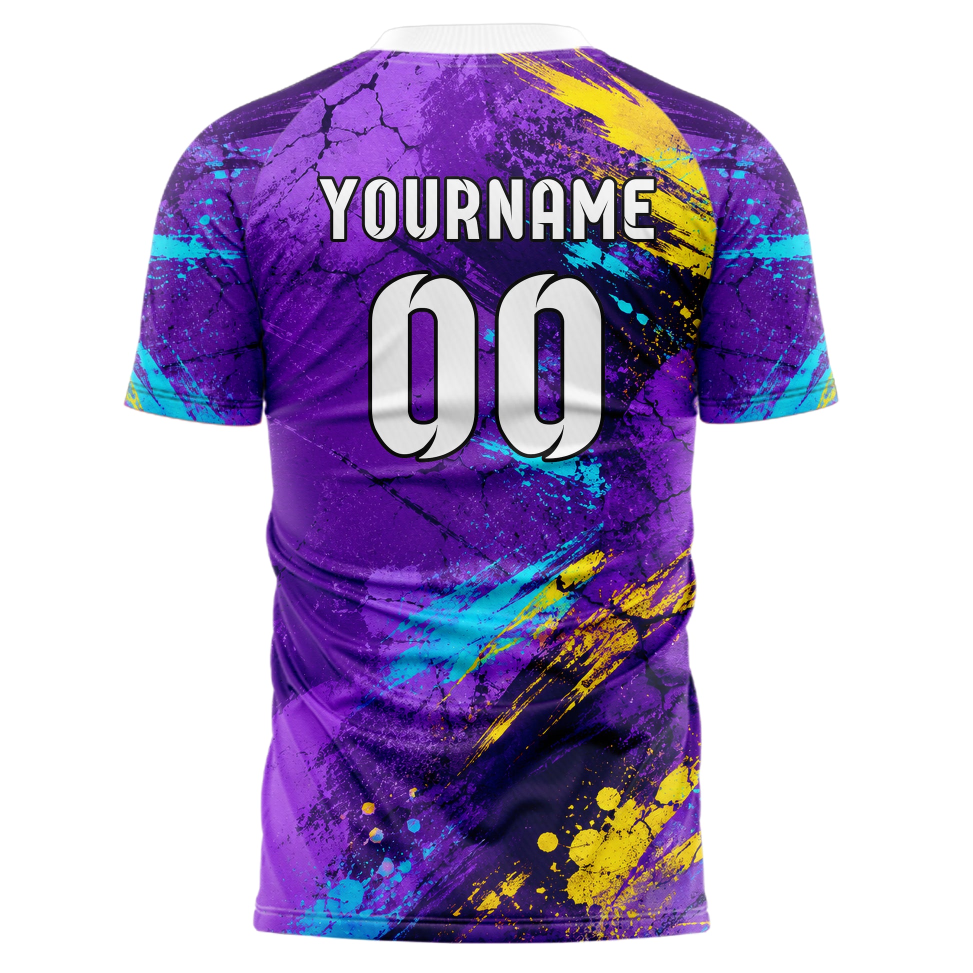 Lila lebendiges Graffiti Cracked Texture Design 03-0170 individuelles Fußballtrikot back