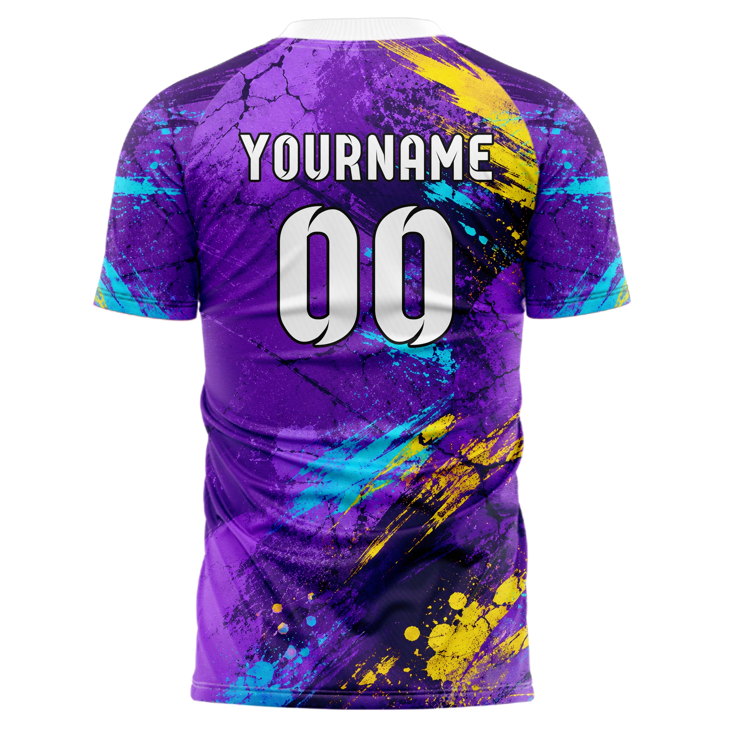Lila lebendiges Graffiti Cracked Texture Design 03-0170 individuelles Fußballtrikot back