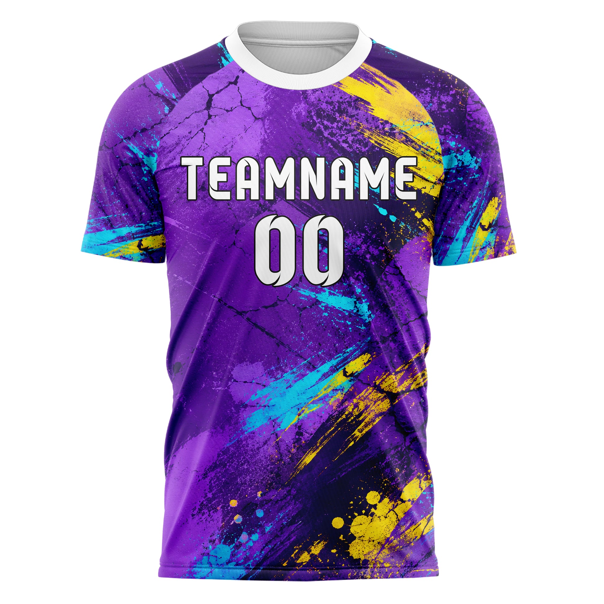 Lila lebendiges Graffiti Cracked Texture Design 03-0170 individuelles Fußballtrikot front