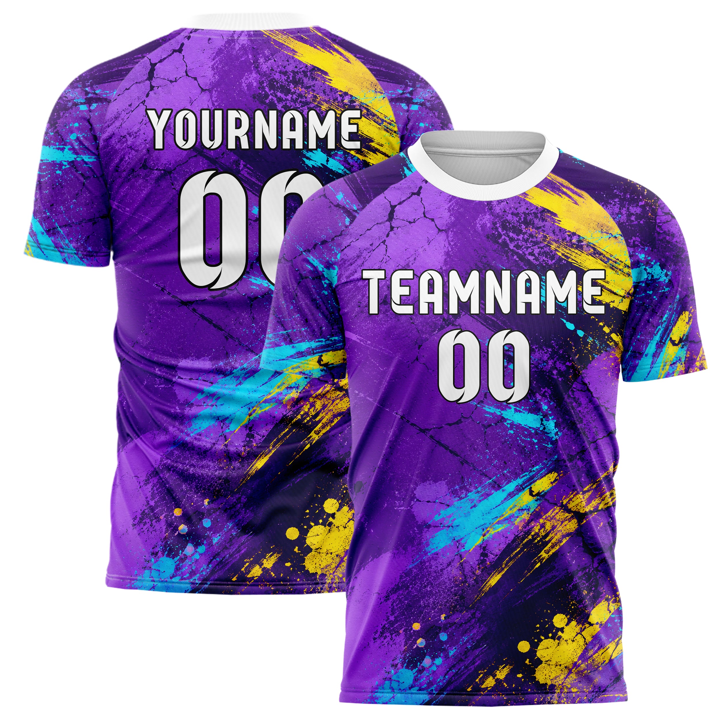 Lila lebendiges Graffiti Cracked Texture Design 03-0170 individuelles Fußballtrikot main