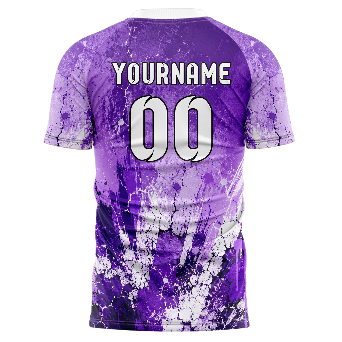 Lila lebendiges Graffiti Cracked Texture Design 03-0322 individuelles Fußballtrikot back
