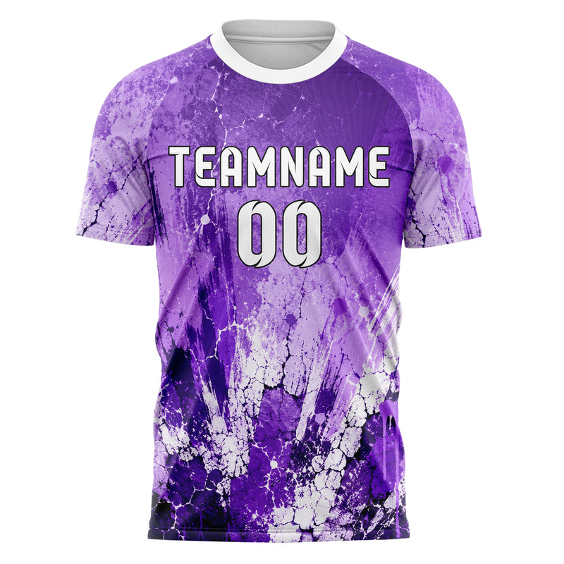 Lila lebendiges Graffiti Cracked Texture Design 03-0322 individuelles Fußballtrikot front
