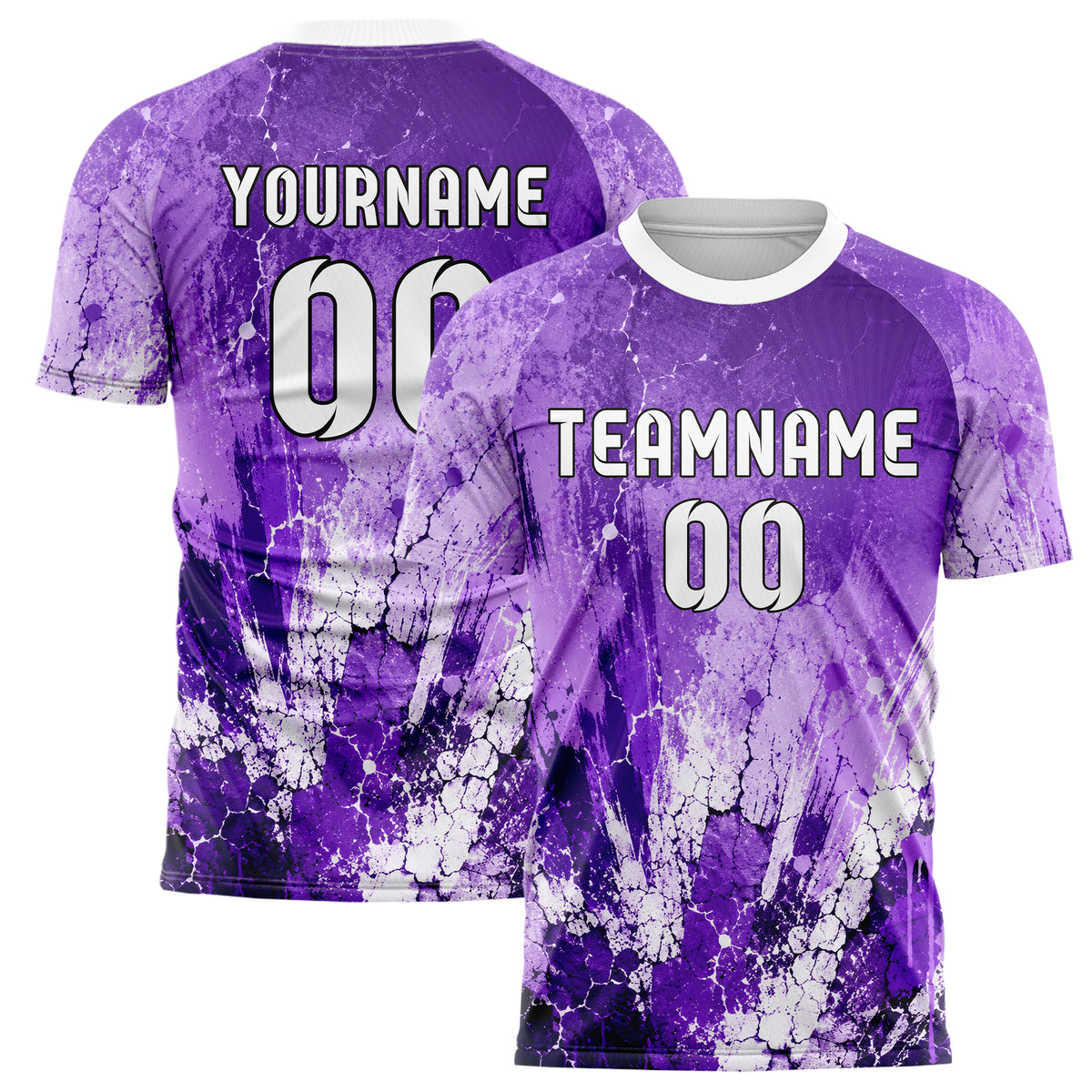 Lila lebendiges Graffiti Cracked Texture Design 03-0322 individuelles Fußballtrikot main