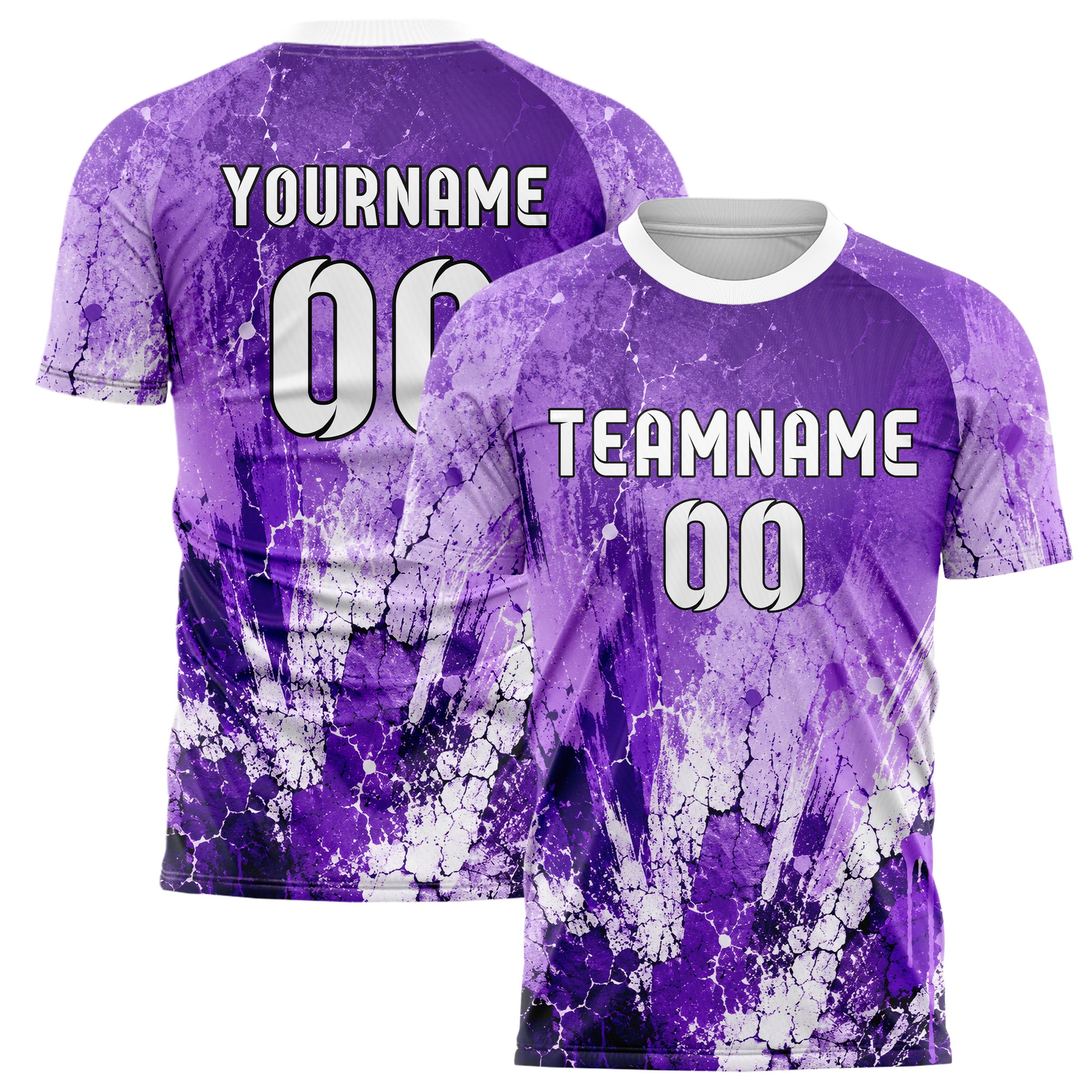 Lila lebendiges Graffiti Cracked Texture Design 03-0322 individuelles Fußballtrikot main