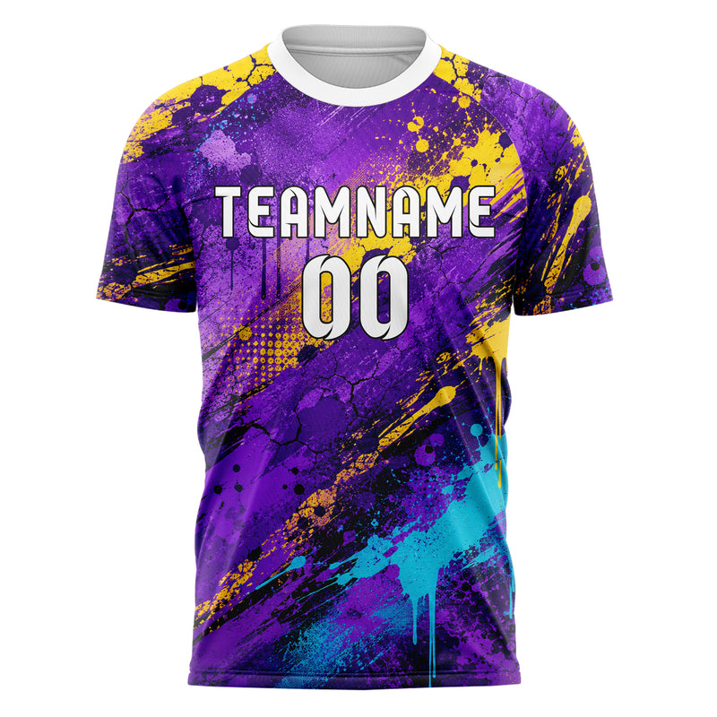 Lila lebendiges Graffiti diagonal Paint Flow Design 03-0035 individuelles Fußballtrikot front