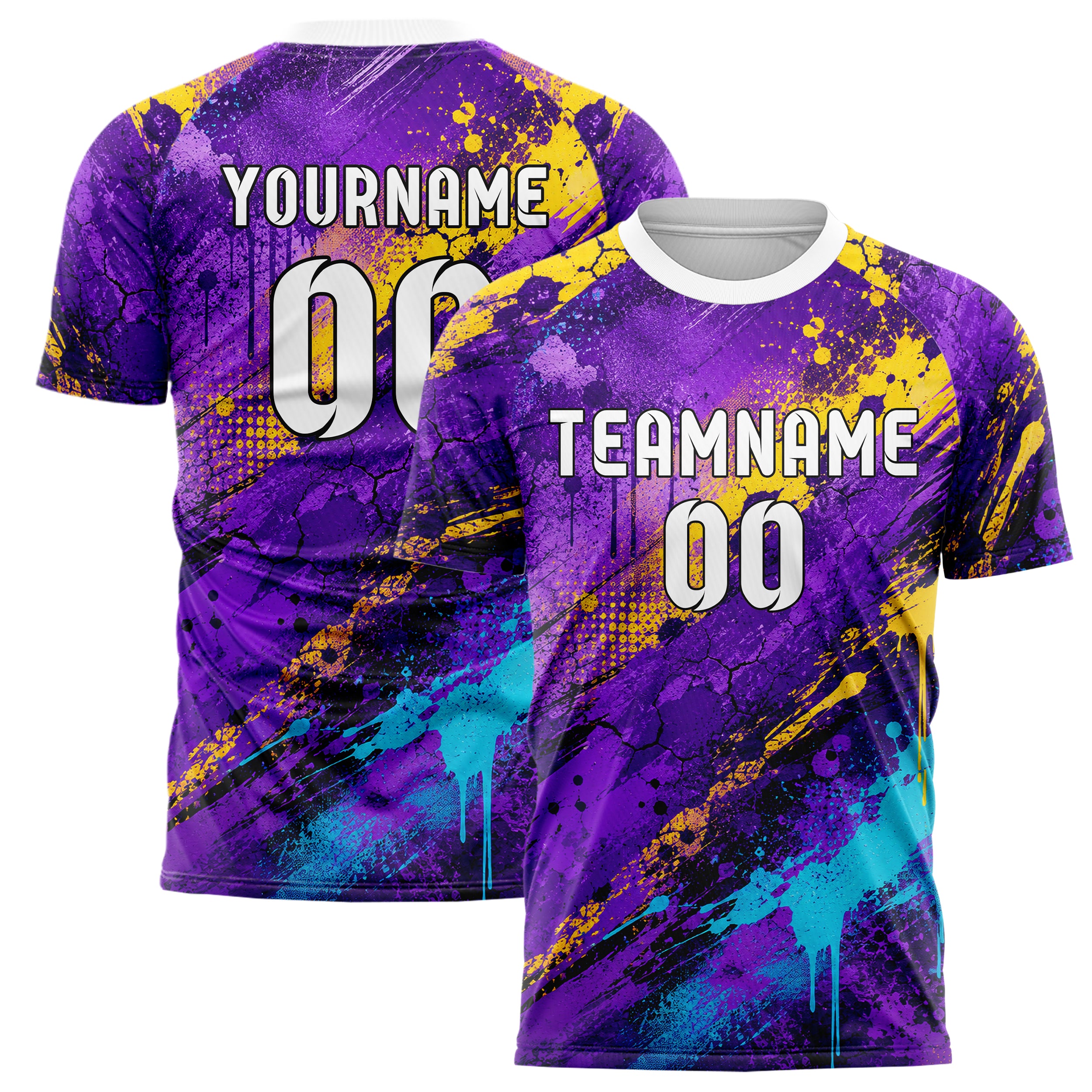 Lila lebendiges Graffiti diagonal Paint Flow Design 03-0035 individuelles Fußballtrikot main