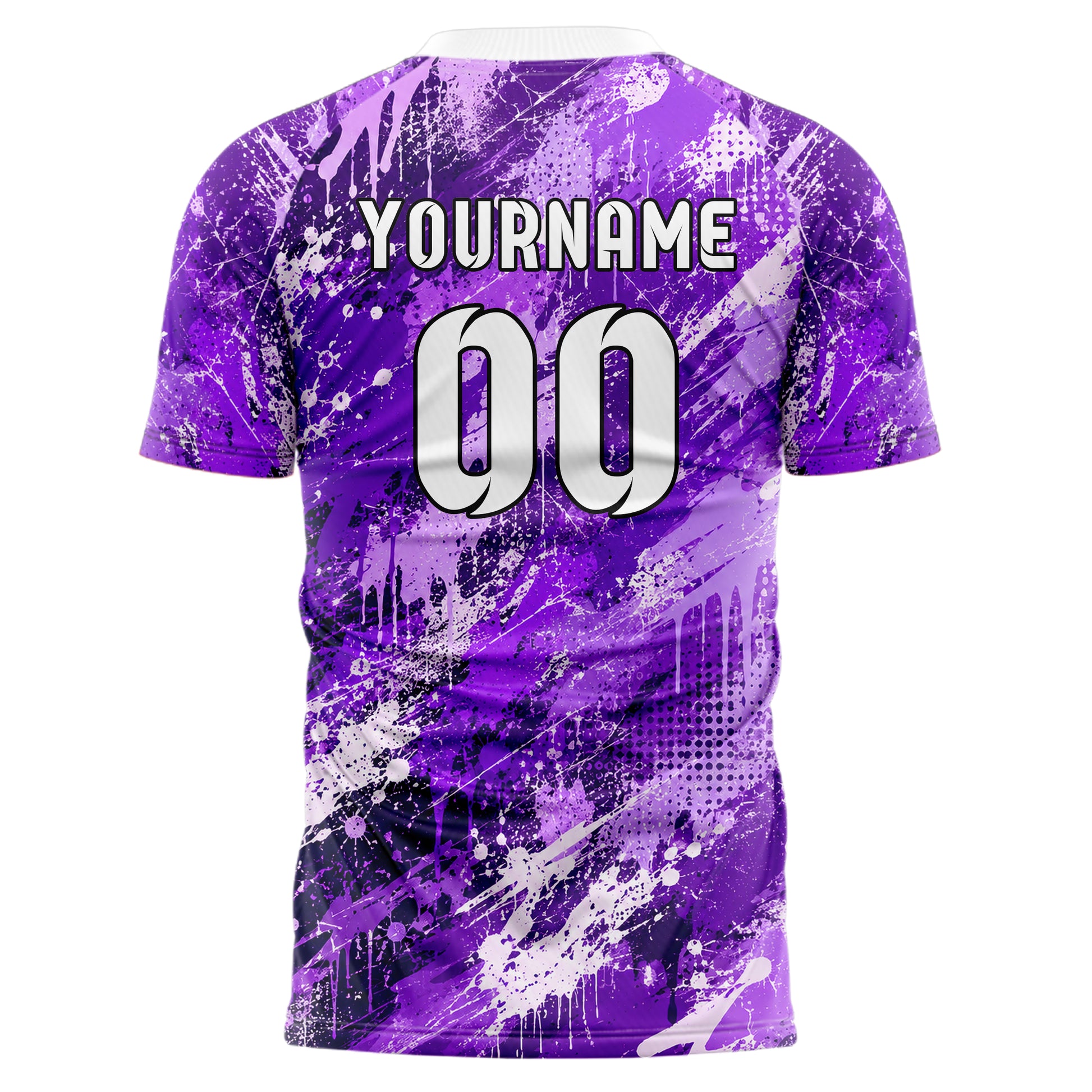 Lila lebendiges Graffiti diagonal Paint Flow Design 03-0091 individuelles Fußballtrikot back