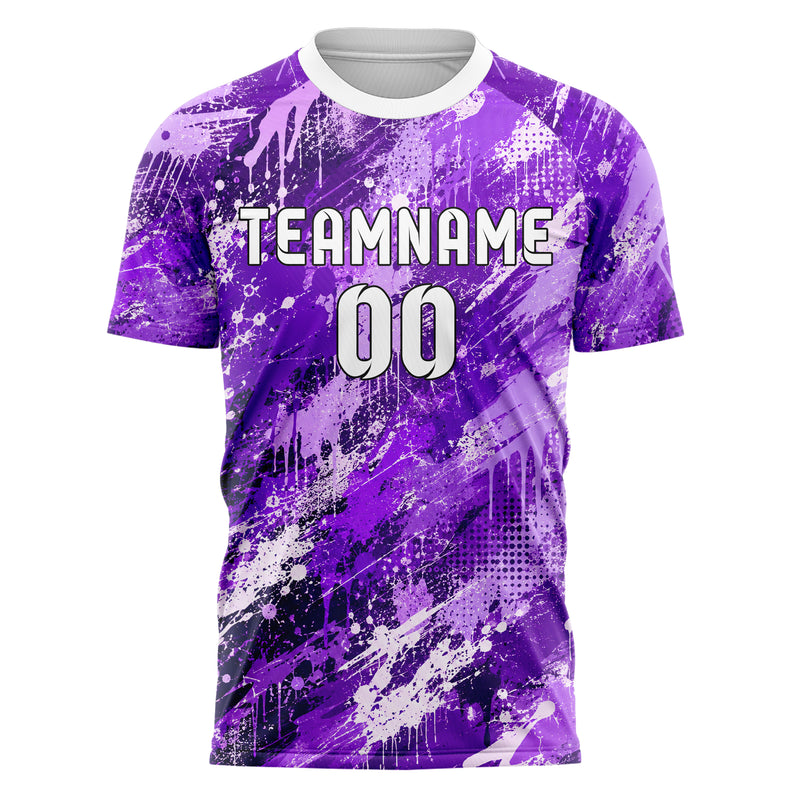 Lila lebendiges Graffiti diagonal Paint Flow Design 03-0091 individuelles Fußballtrikot front