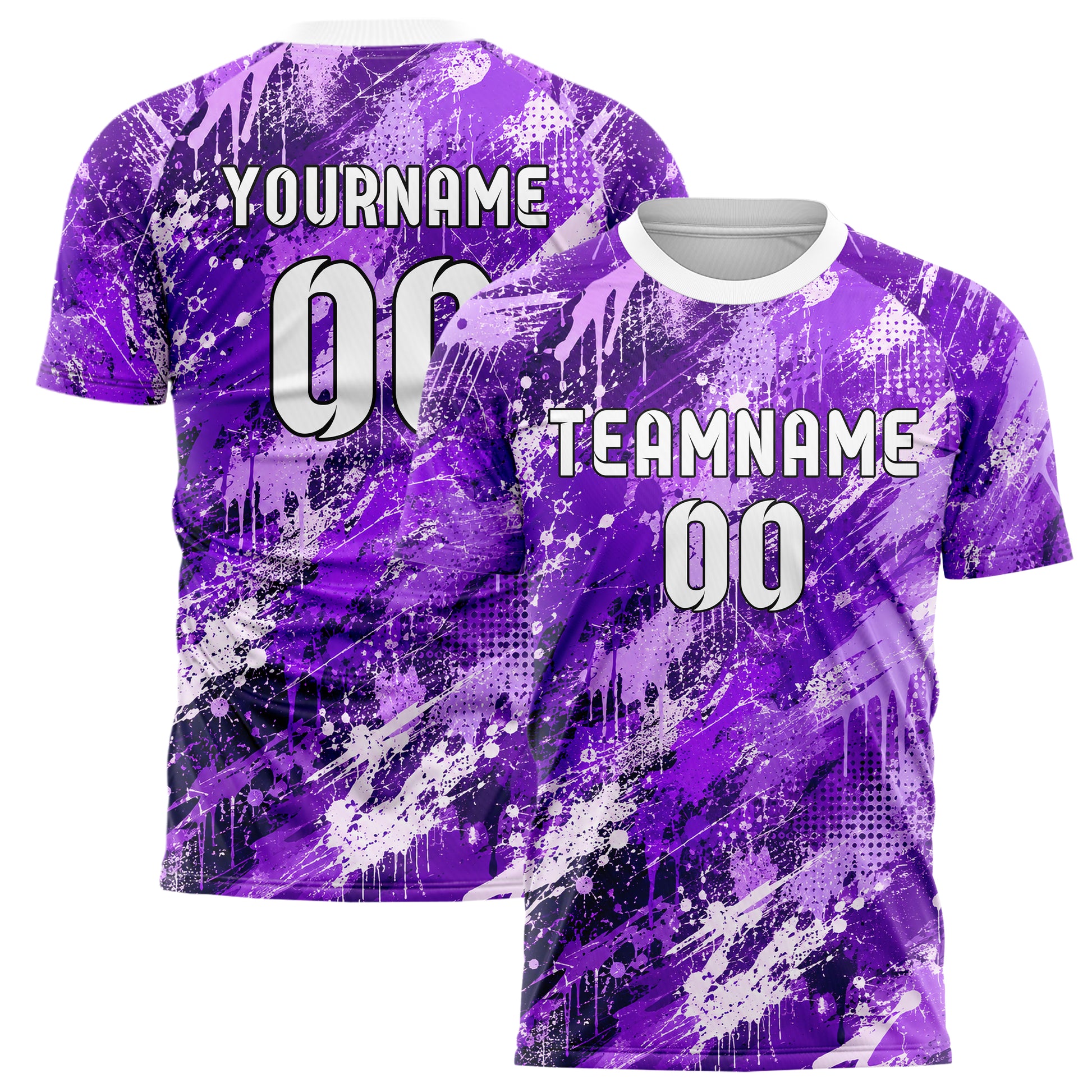 Lila lebendiges Graffiti diagonal Paint Flow Design 03-0091 individuelles Fußballtrikot main